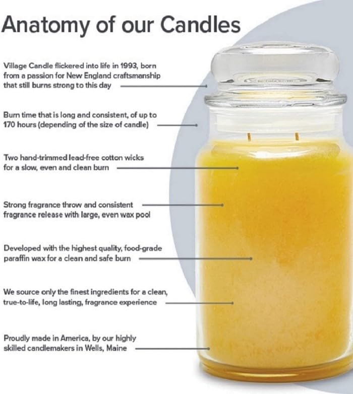 Village Candle Mulled Cider Large Glass Apothecary Jar Scented Candle, 21.25 oz, Red